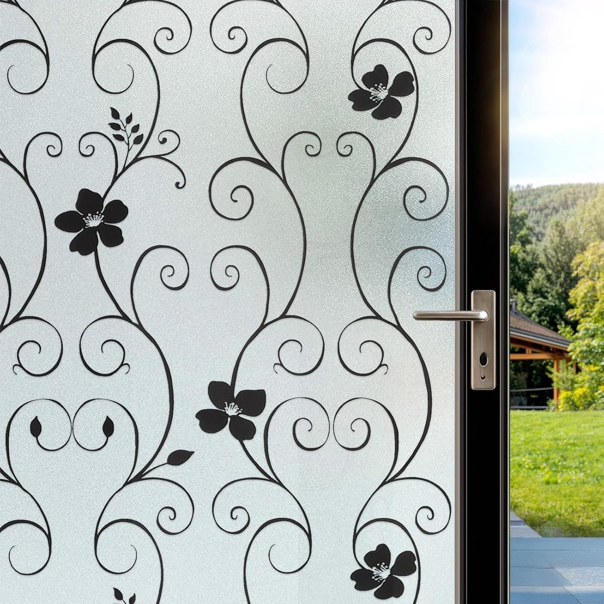 Opaque Privacy Film voor Raamdecoratie - Bloemmotief 90 x 200 cm - Statisch Hechting, UV-Bescherming en Decoratieve Melkglas Effecten