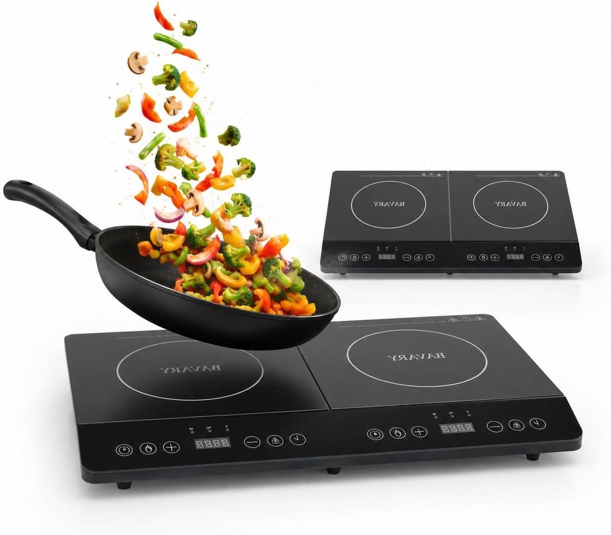 Inductiekookplaat - Draagbare kookplaat - Snel koken - 8 kookprogramma's - 35 x 6 x 28 cm - Zwart