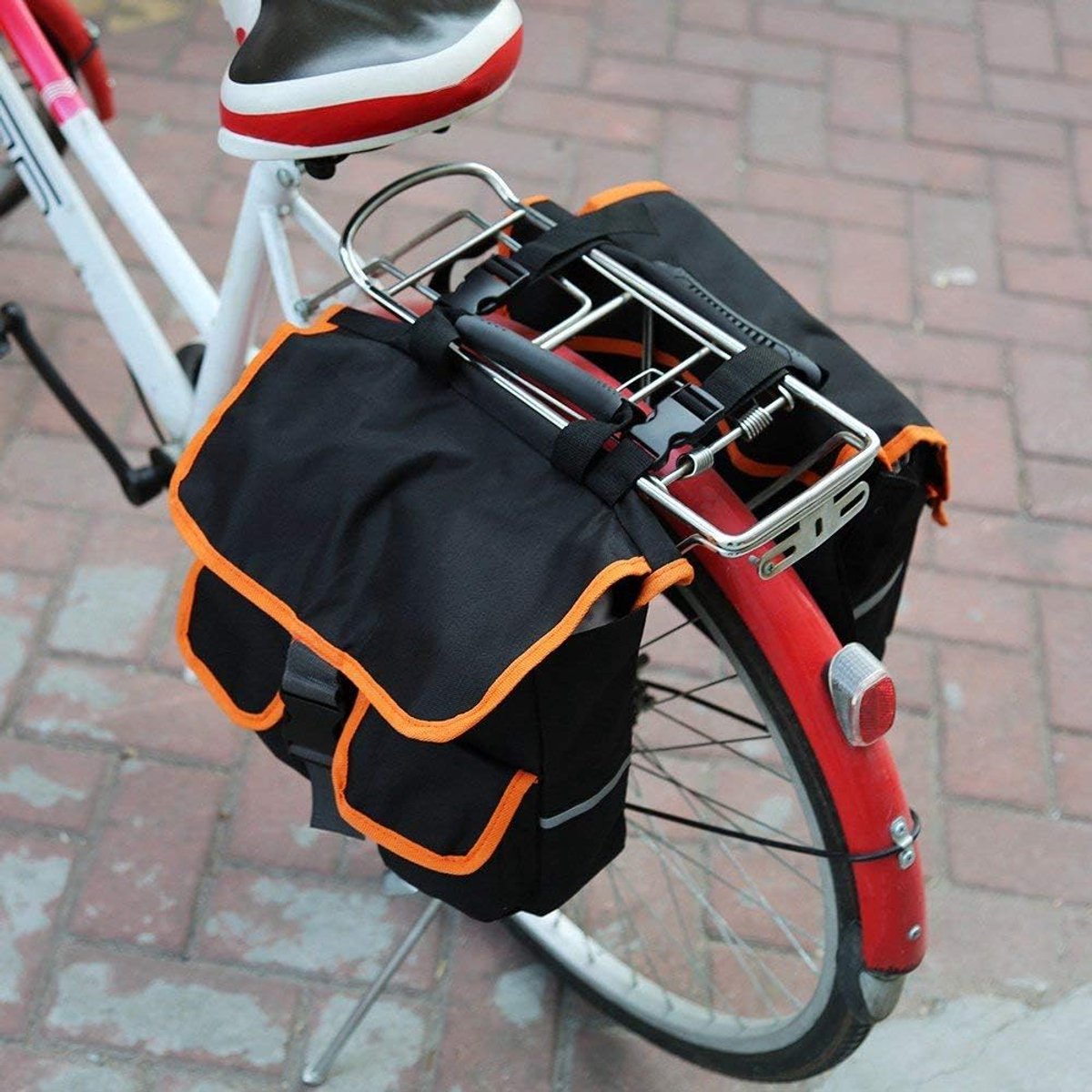 SnelShoppen - Dubbele Fietstas Fietspannier Bagage Tas Afneembaar Achterzadel Bag Fiets Koffer Draagtas Buiten Gebruik
