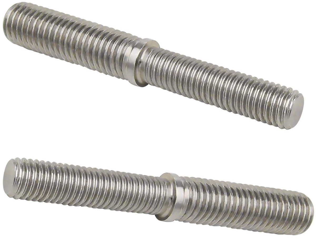 SnelShoppen - 2Pcs Dubbel Eind Schroefbouten M10 naar M12 80mm 304 RVS Reductiedraad Adapter voor Constructie Kolommen Bevestigingsmiddelen