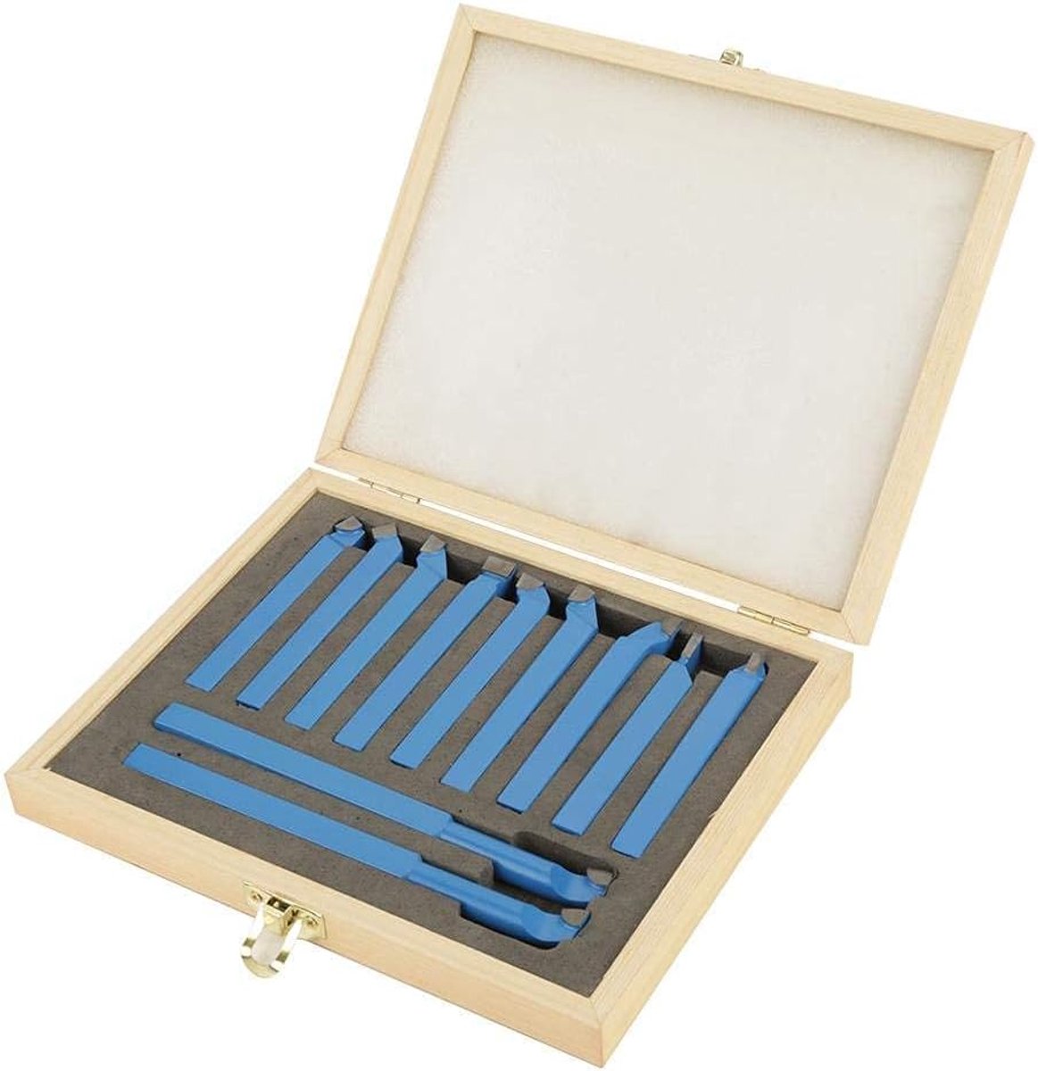 Universele draaibanktools set 11-delig - snijgereedschap met hardmetalen punten - duurzame houten koffer - ShopVlot