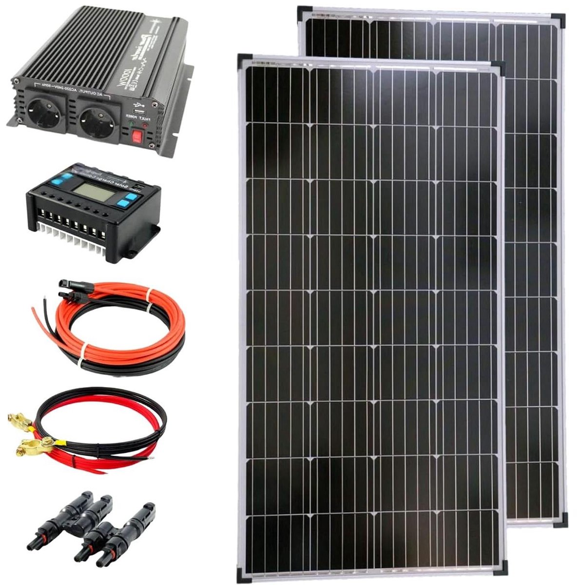 Zonnepanelen Set - Energie Opwekken - Autonoom Systeem - Compleet Inclusief - 2x 130 Watt - Zwart