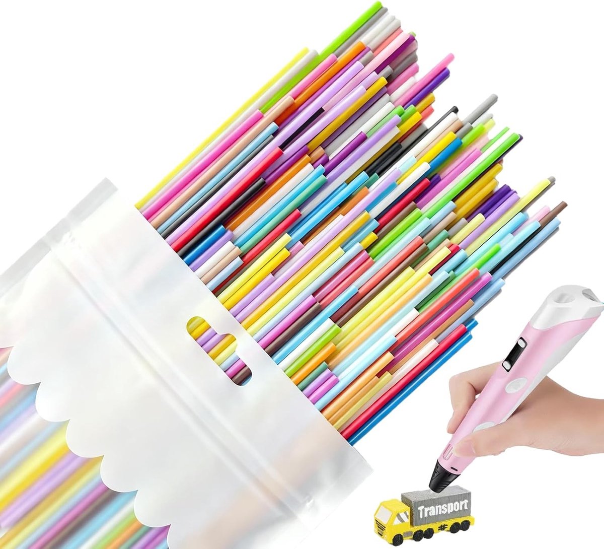 Vervangbare PCL Filament voor 3D Pen - 22 Levendige Kleuren, Perfect voor Creatieve 3D Projecten en Kunstwerken, 110 Stuks Totaal