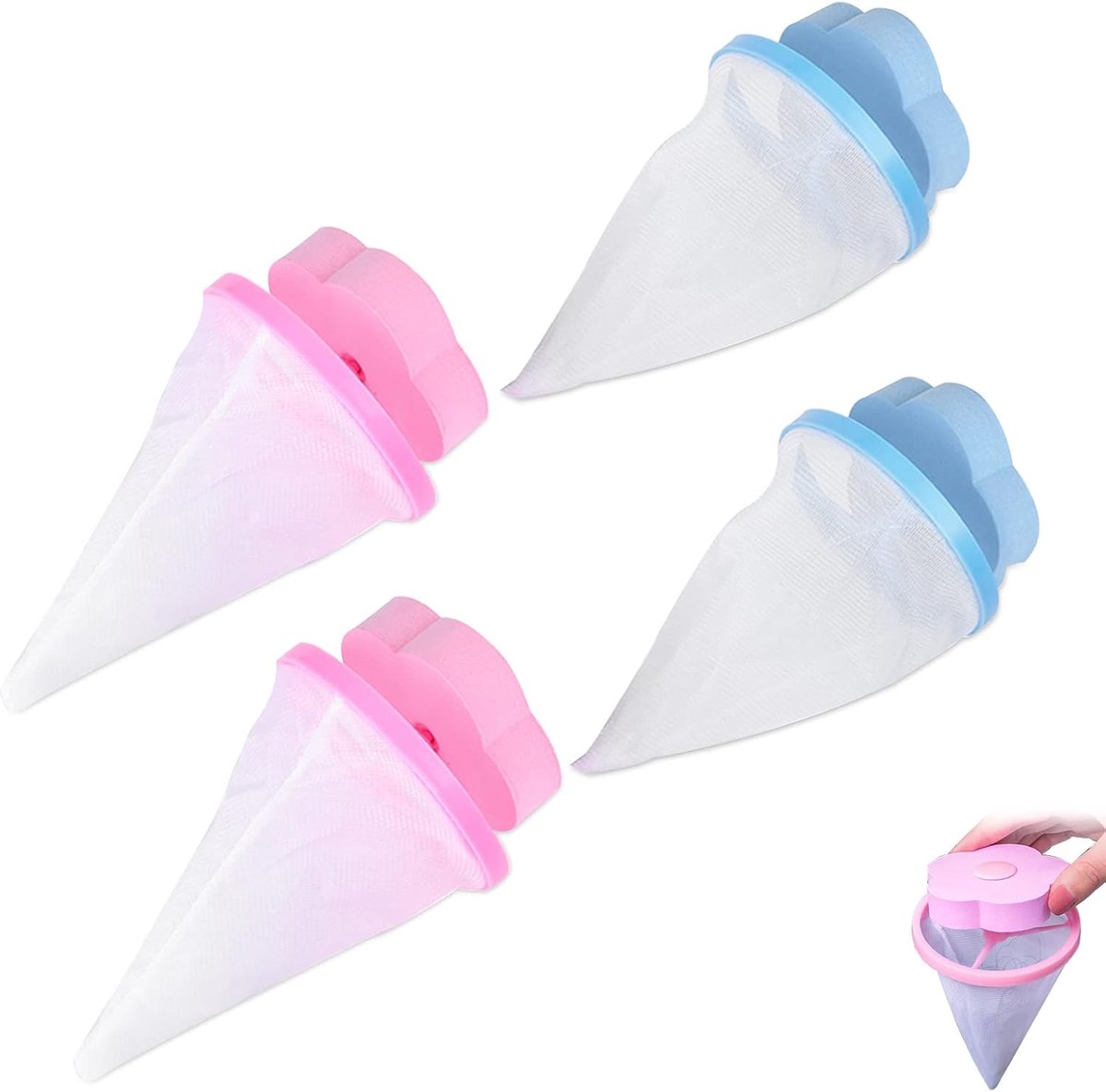 SnelShoppen - Wasmachine Filter Netto, Bloemvorm Lint Catcher voor Wasserij, Drijvende Lint Mesh Bag, Wasmachine Pet Hair Remover, Voor Schone Was, 1