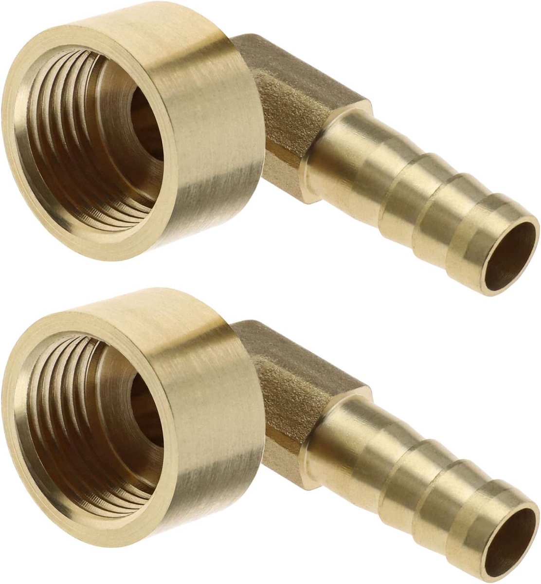 SnelShoppen - 2 Stuks 90 Graden Bochten, Messing Slangverbinding 8mm Barbs op G1/2 Buisadapter, Tube Connector voor Lucht-, Gas-, Water- en Brandstofs