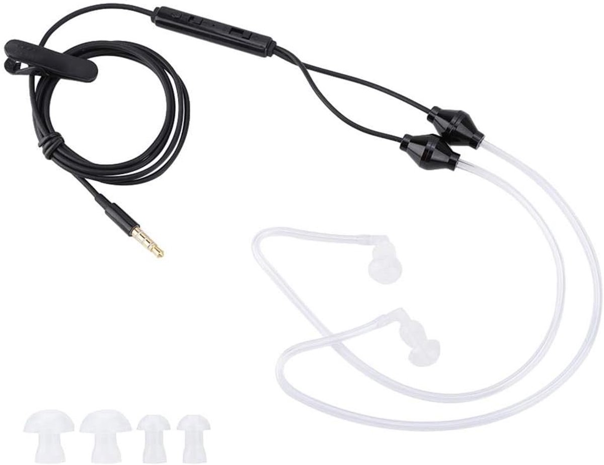 SnelShoppen - Universele 3.5mm Jack Anti-Stralings Oortelefoon, Stereo In-Oor Earplug met Luchtbuis, Microfoon, CTIA/OMTP Schakelaar voor Mobiele Tele