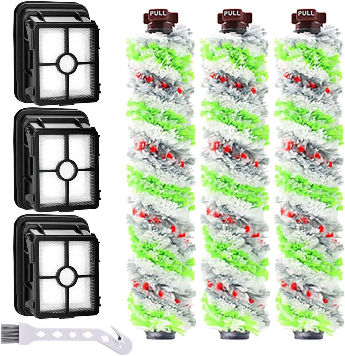 SnelShoppen - 3 Stuks Vervangingsfilters en 3 Stuks Multi-Opppervlak Borstelrollen voor Bissell Crosswave 3-in-1 Stofzuiger - Ideaal voor Huisdieren,