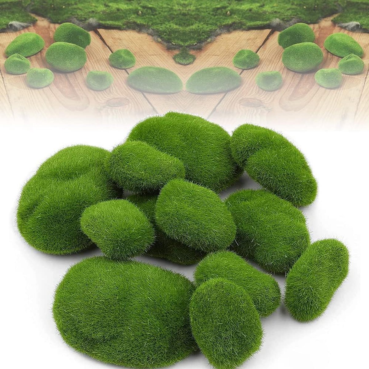 luou 10 Pcs Green Moss Balls,Moss Balls Green,Artificial Moss Rock,Faux Green Moss Balls,Green Moss Covered Stones for - ShopVlot