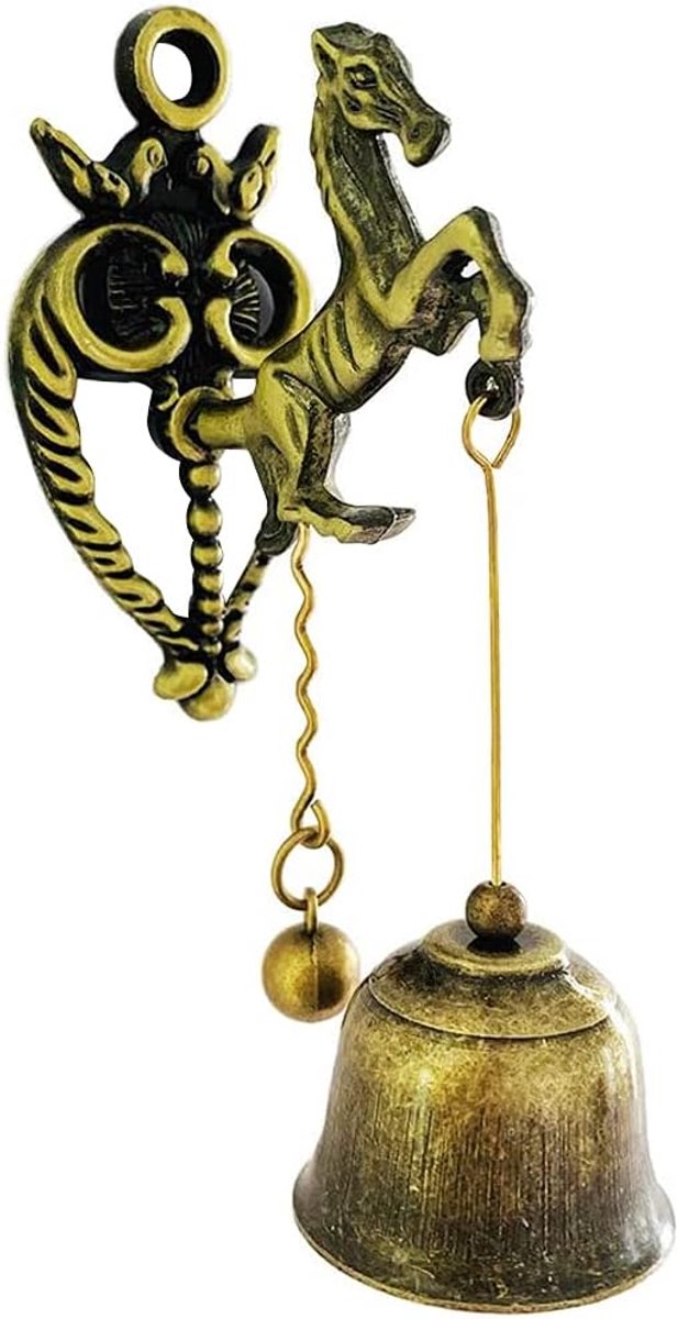 SnelShoppen - Vintage Metalen Deurbels Retro Klassiek Magnetische Wanddecoratie voor Winkels, Binnen Buiten Paarden Ornamenten, 4.3"x1.6"
