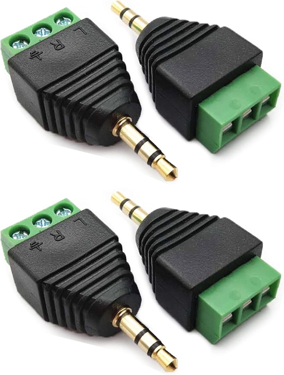 SnelShoppen - 4 Stuks 3.5mm Stereo Audio Male naar 3 Pin Vrouwelijke Schroefterminal Adapter - Solderless Converter voor Hoofdtelefoon - Betrouwbare V