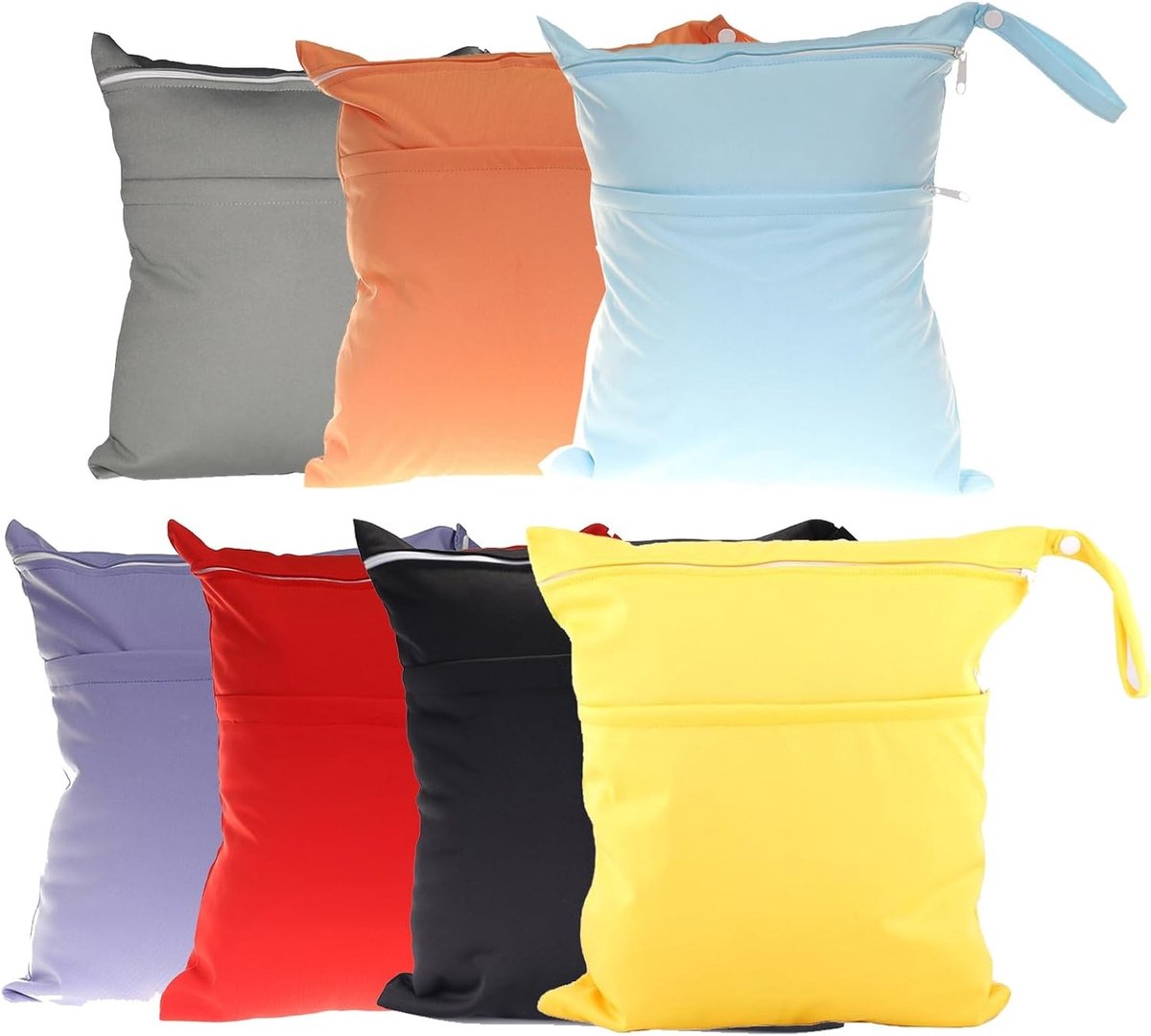 SnelShoppen - Herbruikbare Luiertas Set van 7, Waterdichte Luiertassen met 2 Ritsen, Organizer voor Baby, Zwemmen, Reizen, Strand, 30 x 36 cm, 7 Kleur