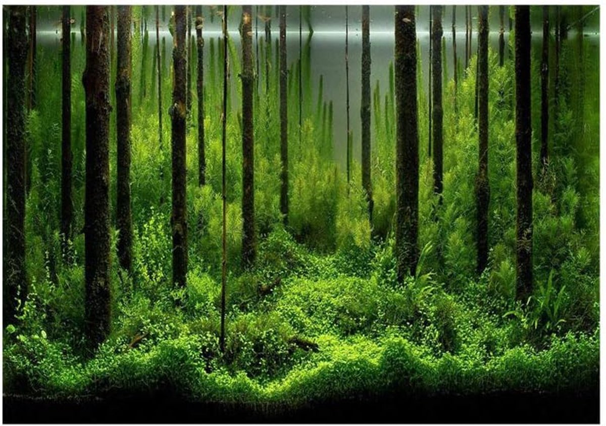 Aquarium Achtergrond Sticker - PVC Zelfklevend - Onderwater Zeebodem Bospatroon - Creëer een Prachtige Aquariumshow - ShopVlot