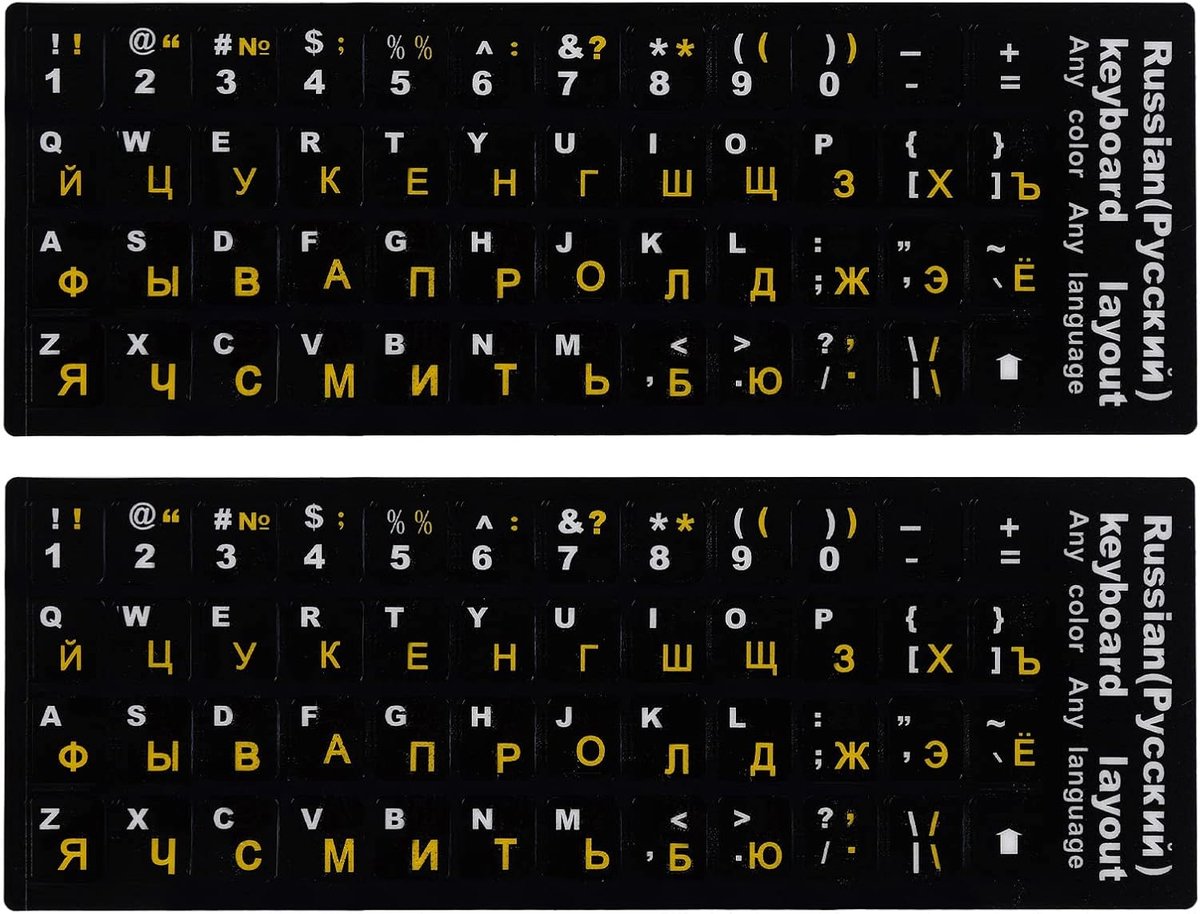 SnelShoppen - Engelse Toetsenbord Stickers UK - Zwarte Stickers met Witte Letters voor Computer, Laptop en Desktop - 2 Stuks Hoogwaardige Matte Sticke