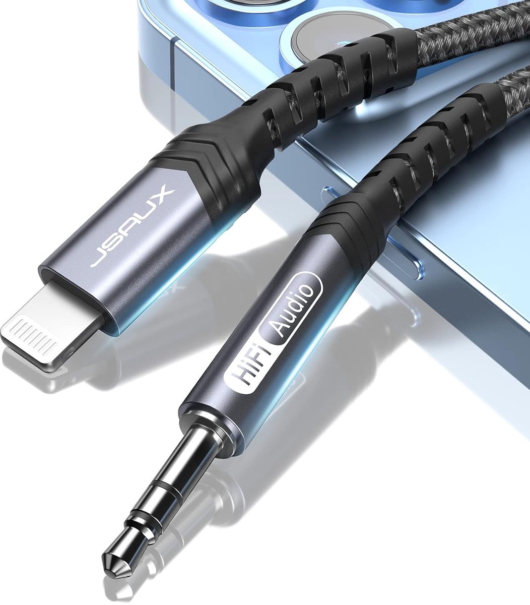 SnelShoppen - AUX Kabel Auto Audio Kabel voor iPhone 1M [Apple MFi Gecertificeerd] Lightning naar 3.5mm Jack Hoofdtelefoon Nylon Kabel Geschikt voor i