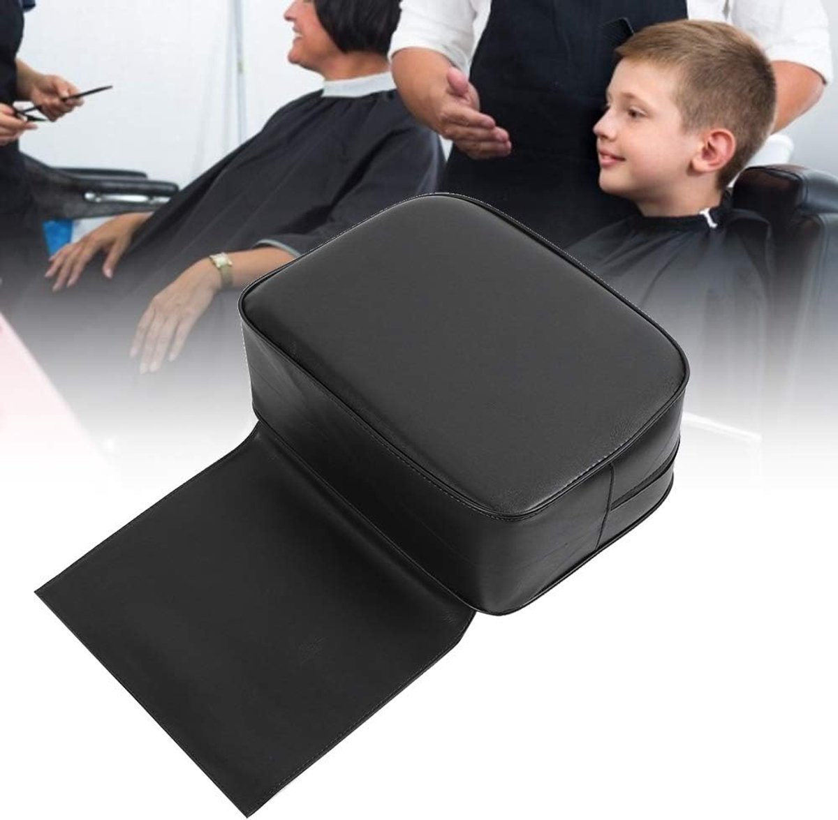 SnelShoppen - Soft en Duurzaam Booster Kussen Zwart voor Kinderen, Professionele Stylist voor Kapsalon, SPA en Thuisgebruik, Hoogwaardige PU Leren Bed