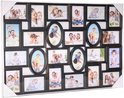 Zwarte fotolijst met 25 vakken voor foto's, 86.5 x 58 cm.