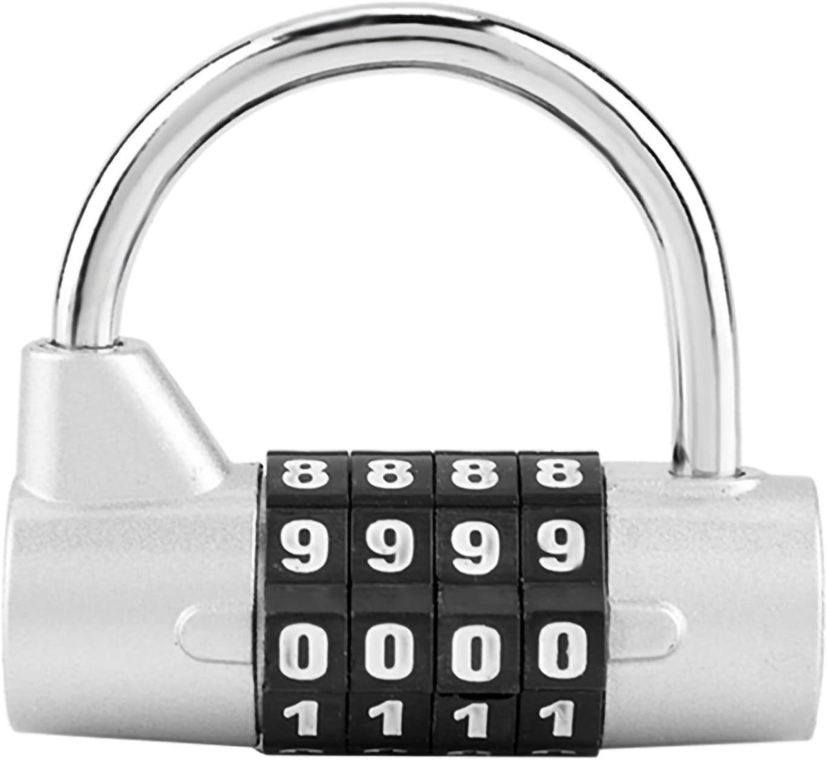SnelShoppen - Doorlock met Wachtwoord, 4-Cijferige Combinatie Hangslot, Veiligheidsslot voor Gym, School, Werknemers, Reis Koffer (ZILVER)