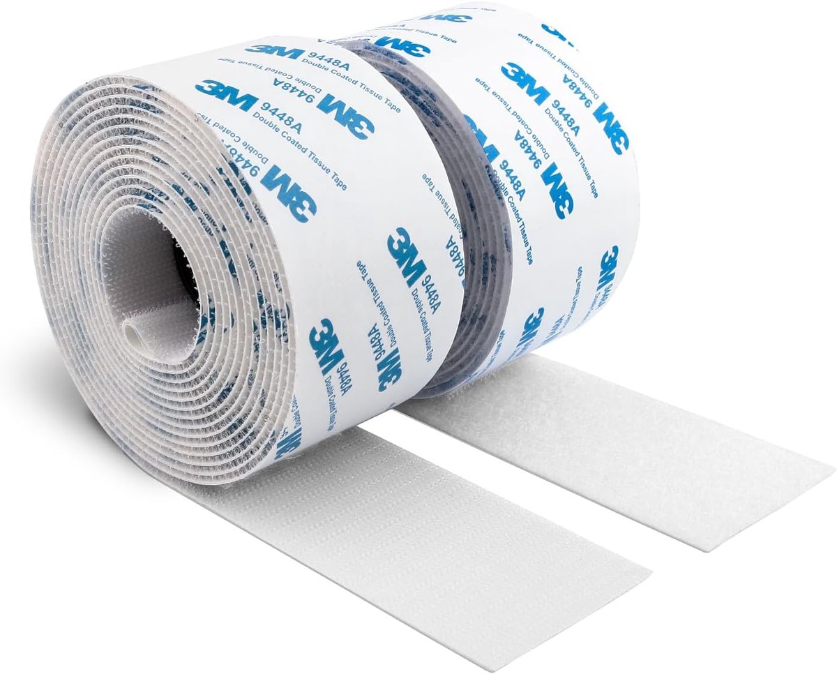 3M Hook and Loop Adhesive Tape 50MM x 6M White - Sticky back interlocking, nylon fabric, fastener, heavy-duty, bonding - ShopVlot