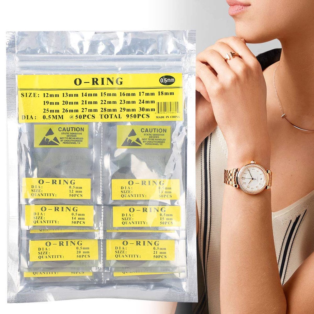 SnelShoppen - O Ring Set - O-Ring Watch Packing Rubber Sealing Ringen Set - Waterdichte Ronde Horloge Gaskeringen - Rubber Sealing Ringen (0.5mm Water