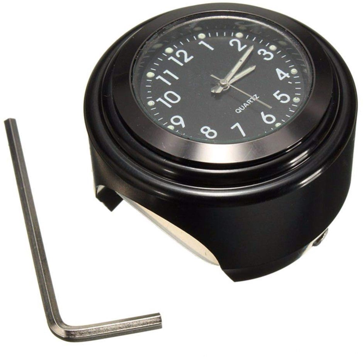 SnelShoppen - Auto Dashboard Klok Klassiek Klein Rond Tafel Quartz Klok Met Licht Mini Noctilucent Horloge Voor Auto Decoratie Zwart