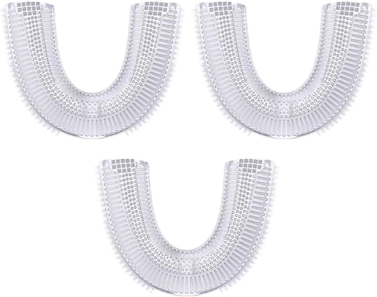 SnelShoppen - 3 Stuks U-vormige Elektrische Tandenborstel voor Kinderen, Vervangbare Hoofden, Voedselveilige Silicone Borstelkop, Automatische Tandenb
