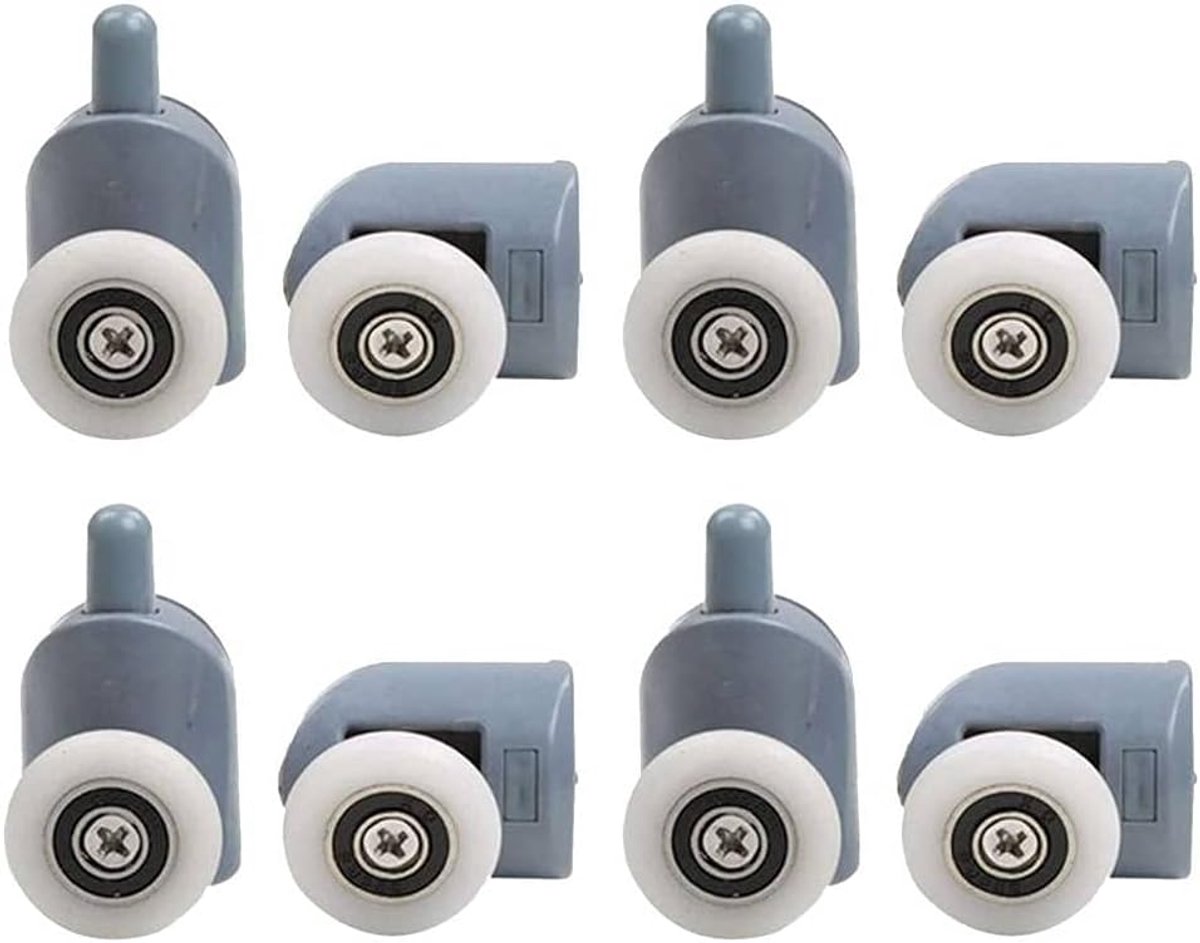 SnelShoppen - 8 x Douchedeur Rollen Set - Twin Onder en Boven Rollen - Glijwielen voor Douchedeuren - Geschikt voor 5mm en 6mm Glas - Geluidsarm en On