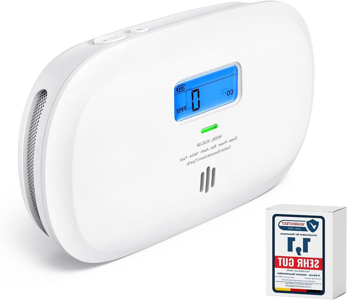 Koolmonoxidemelder - CO alarm - Huis beveiligen - 10 jaar sensor - 75x142x32mm - Geel