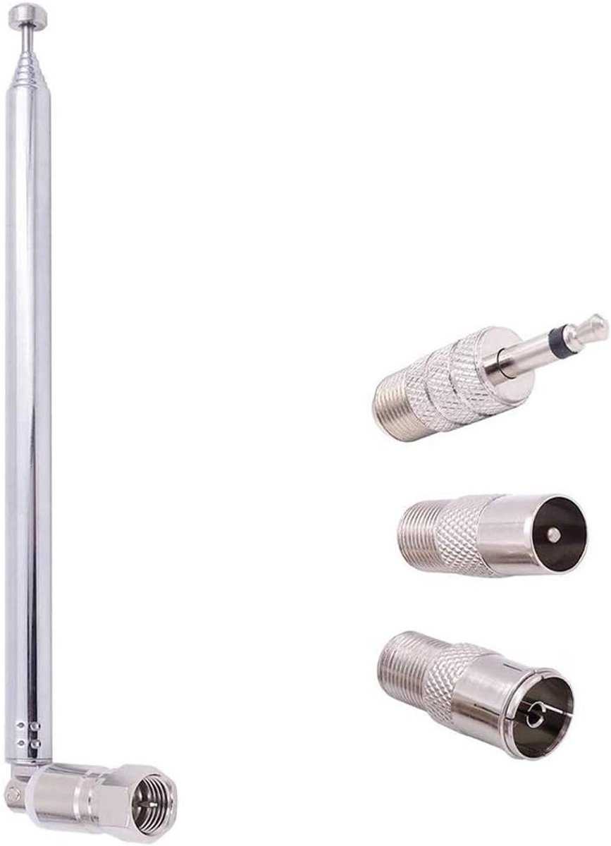 SnelShoppen - FM Telescopische Antenne Kit 75 Ohm Unbalanced F Type Connector DAB Radio Vervangende Antenne voor TV AM FM Radio Stereo Ontvanger (76cm