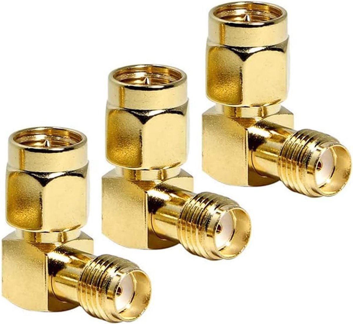 SnelShoppen - 3x 90 Graden Adapter SMA Male naar SMA Female, Recht Hoek Antenne Adapter voor Wifi Antenne en FPV Drone Router Verlengkabel, Hoogwaardi