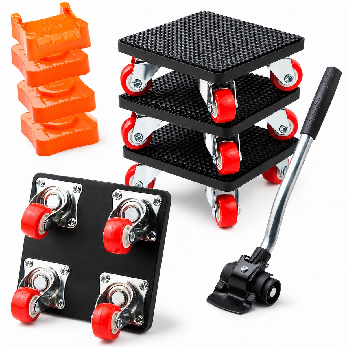 Meubelheffer voor zware meubels - Meubel transportroller set - 500 kg draagvermogen - 360° meubelroller met zwenkwielen - Meubelverplaatser voor bank kast bed tafel - Transportroller zwaar