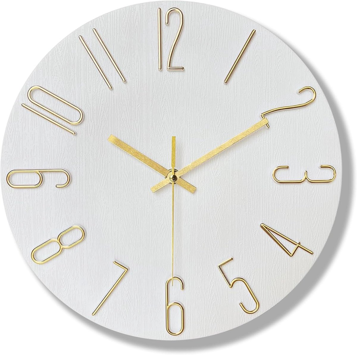 SnelShoppen - Radiogestuurde Wandklok Wit - Modern Design, Stille Uurwerken, Perfect voor Woonkamer, Keuken, Kantoor, Feest, Tuin en Kinderen