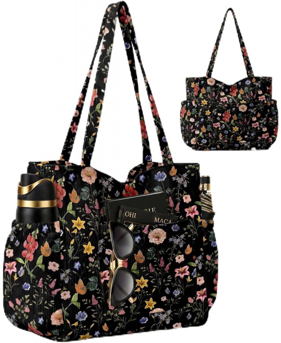 Grote Strandtas Dames - Handtas & Crossbody Tas Bag - Strandtas Dames - Lichtgewicht - Voor Handdoek & Zonnebrand - VoorVakantie & Strand - Zwart