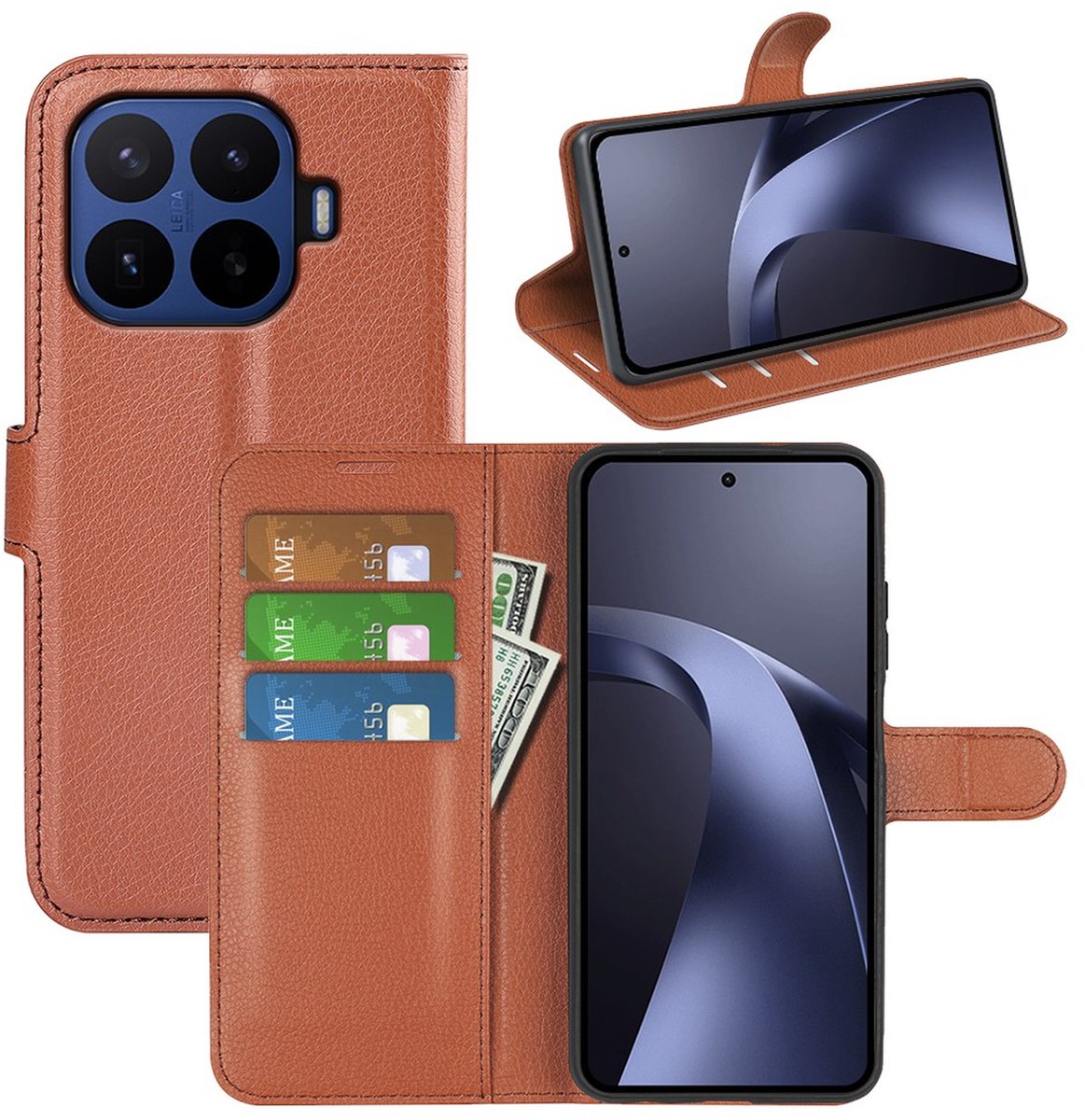 MobyDefend Hoesje - Geschikt voor Xiaomi 17T Pro - Kunstleren Wallet Book Case (Sluiting Voorkant) - Bruin