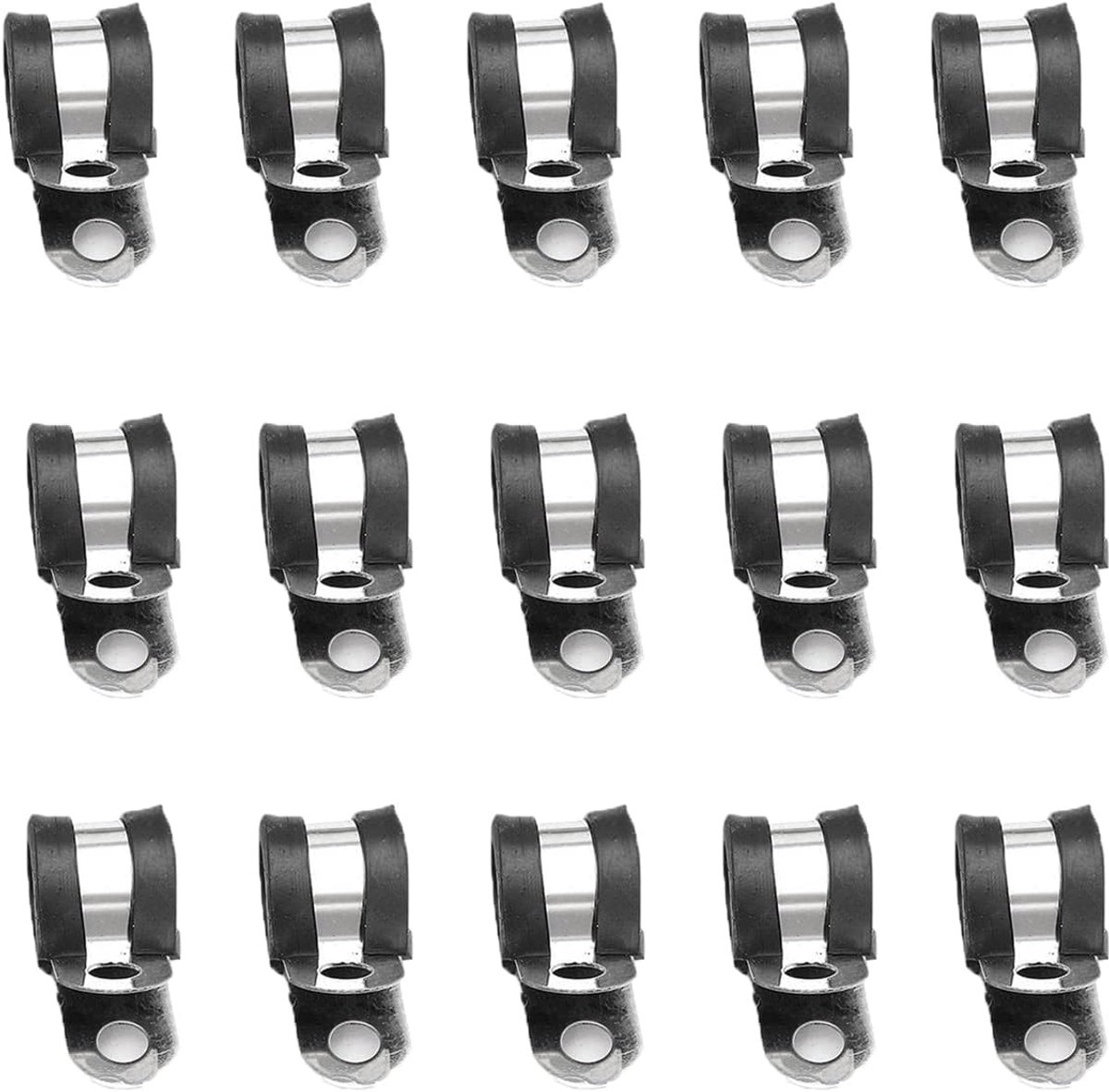SnelShoppen - 15PCS Rubber Lined P Clips Slang Klem RVS Voor Buizen, Slangen en Kabels, Corrosiebestendig, Waterdicht, Schokabsorberend, Geschikt voor