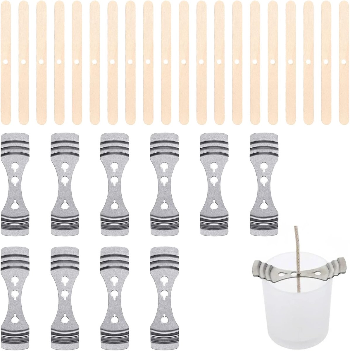 SnelShoppen - 30 Stuks Kaarsenhouder Wick Centering Device 3 Gaten Kaarsen Wick Houder voor DIY Kaarsen, Hoogwaardige Metaal, 3.94 Inch, Geschikt voor