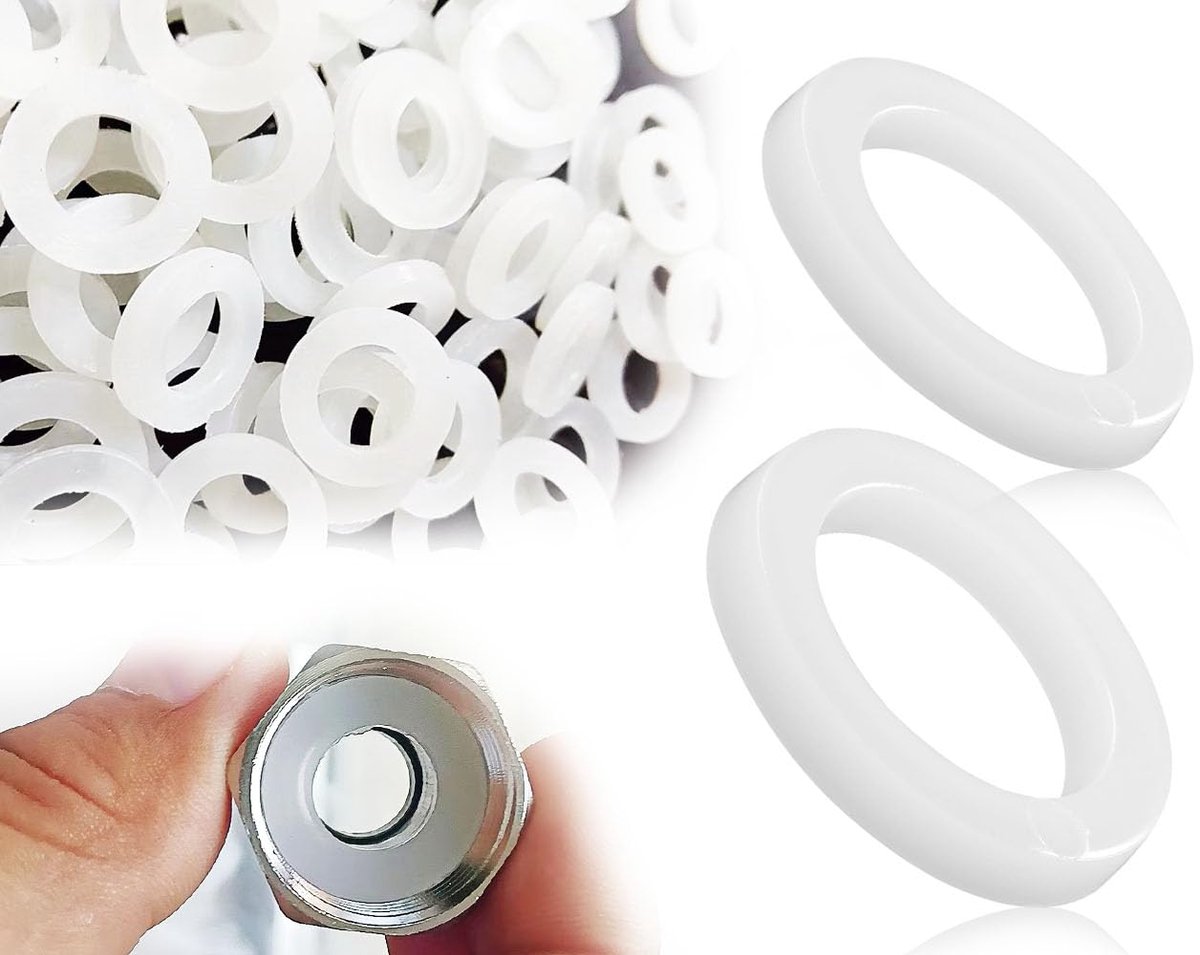 SnelShoppen - Set van 64 Plastic Montage Ringen en Wasringen, M10 x 15 x 1 mm + M10 x 16 x 2 mm, Wit, Voor Klussen en Commercieel Gebruik