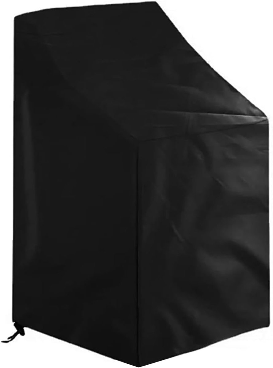 SnelShoppen - Tuinstoelen Stapelbare Beschermhoes Waterdicht 210D Oxford Stof Zwart Tuinmeubelbeschermer Voor Buitenterras Tuin (64x64x70/120cm)
