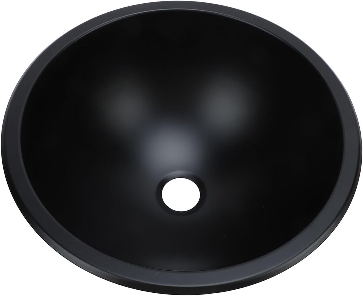 SnelShoppen - Ronde Zwarte Wasbak 12 Inch, 304 Rvs, 40mm Afvoer, Eenvoudige Onderhoud, Grote Capaciteit, Enkele Kom, Ideaal voor Caravan en Boot