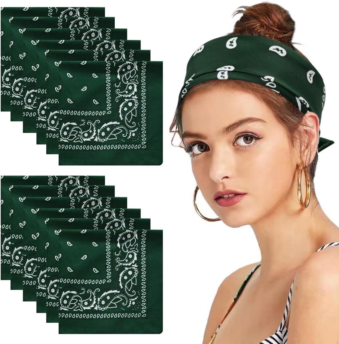 SnelShoppen - Pack van 12 Bandana's voor Mannen en Vrouwen Neckerchiefs met Paisley Patroon, 55 x 55 cm, Ideaal voor Feesten, Camping, en Dagelijks Ge