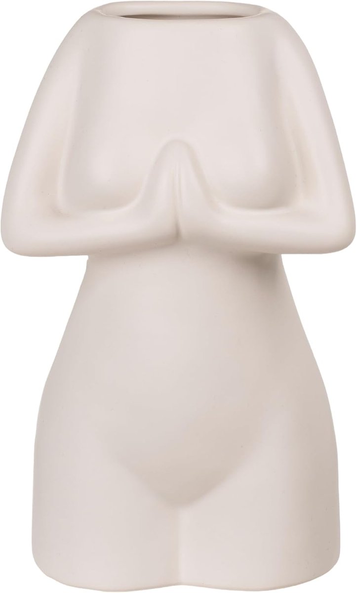 SnelShoppen - MIJOMA Keramische mini vaas in vrouwelijke lichaamsvorm, elegante woningdecoratie 18cm, veelzijdig voor bloemen, DIY, bureau accessoire,