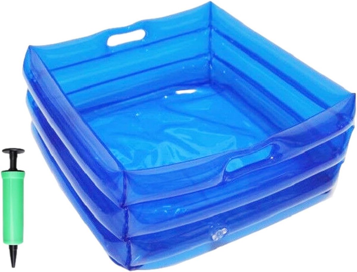 Opblaasbaar Voetenbad – Voetwasstation Zwembad – Zwembad Schoonhouden – Met Pomp Opvouwbaar – 35x35x14cm – Blauw Opblaasbaar Voetenbad – Voetwasstation Zwembad – Zwembad Schoonhouden – Met Pomp Opvouwbaar – 35x35x14cm – Blauw