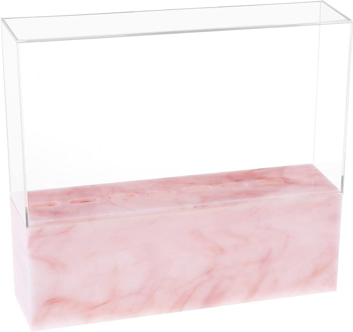 SnelShoppen - Opbergdoos met 8 Gaten Acryl Tas met Deksel voor Weergave Pincetten Organizer Valse Wimpers Extensions - Roze Marmer Stijl