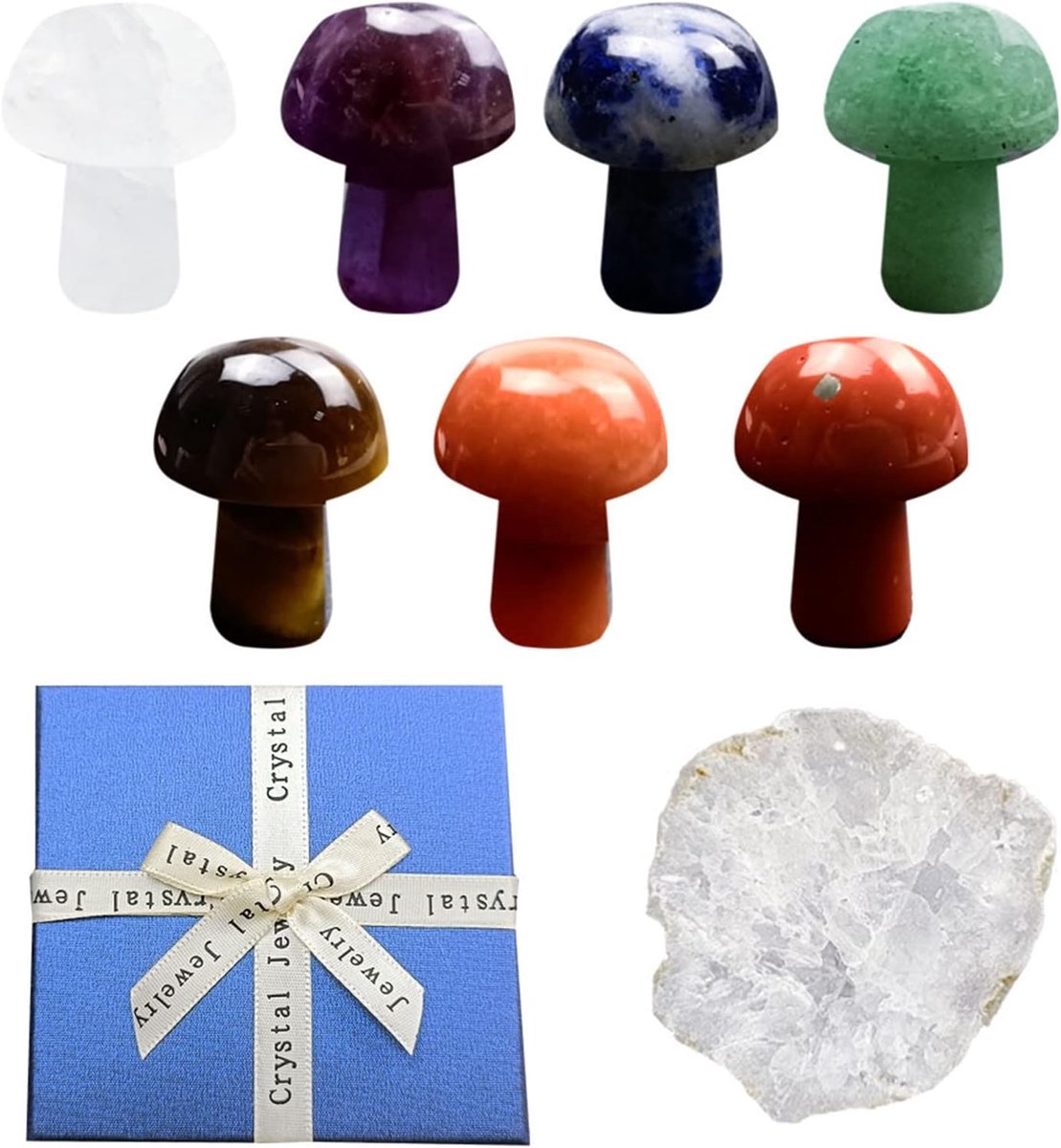 SnelShoppen - Healing Crystals Paddenstoelen Set, Natuurlijke Geneeskrachtige Kristallen en Chakra Stenen voor Meditatie, Reiki en Energie Balans - 7
