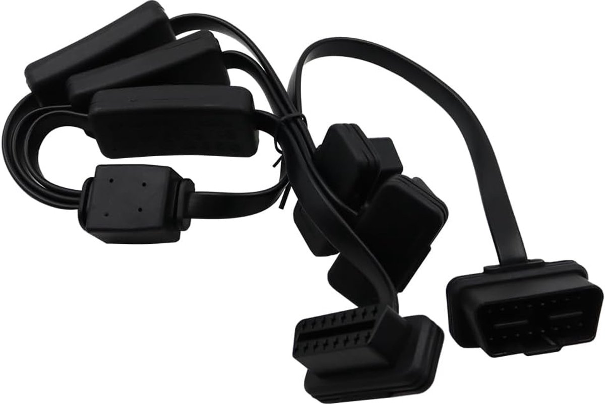SnelShoppen - OBDII 1 naar 3 Ultra Lage Profiel 16-Pin Man/Vrouw Y Splitter Kabel Diagnose Extensie met Aan/Uit Schakelaar 60cm