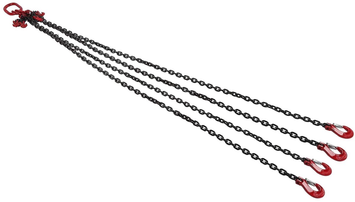 SnelShoppen - 4-Weg Ketting Sling met Haak, 4 Benen, Verstelbaar, 2 Meter, 1 Ton, 6 Mm, Hoogwaardige Legering Staal, Geschikt voor Mijnbouw, Havens en