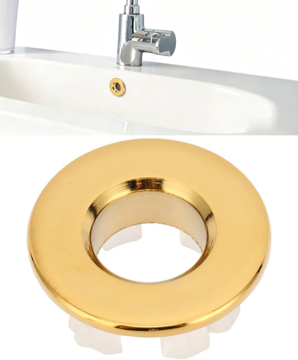 SnelShoppen - Sink Overflow Cover Rond Goud Kranen Afvoer Ring Spiegels Chroom Decoratief voor Keuken en Badkamer - Hoogwaardige Messing en Eenvoudige