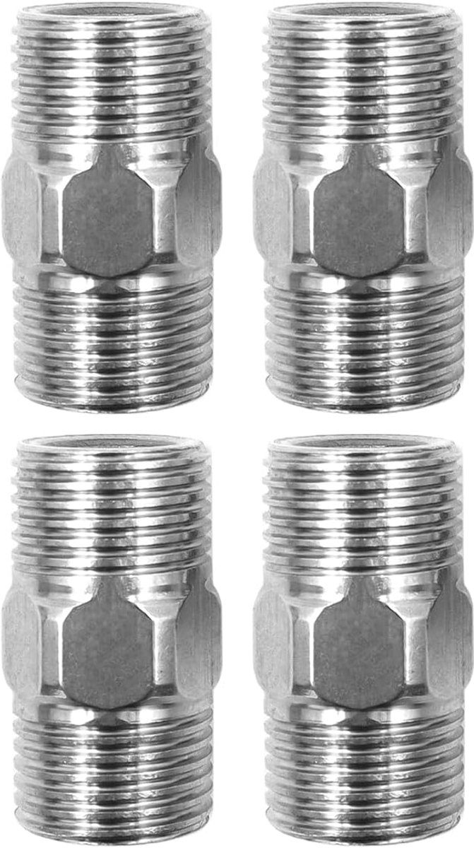 SnelShoppen - 4 stuks RVS douche slang connector 1/2 inch douche adapter - universeel, roestvrij, duurzaam, voor douche, bidet, sink, buitengebruik