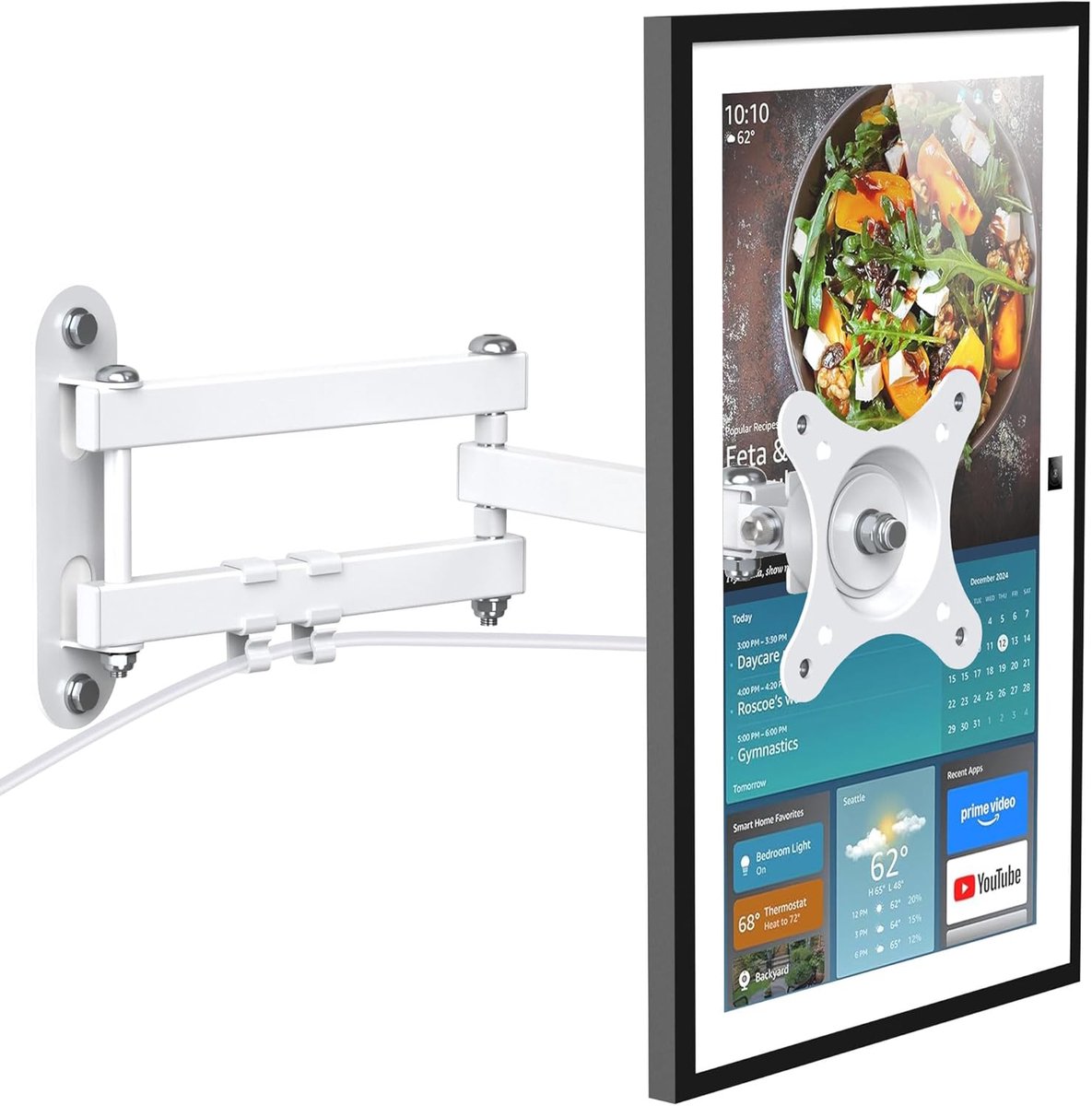 SnelShoppen - Wandbeugel voor Show 15/21 & Monitor - Rotatable, Kantelbare Beugel, Verstelbare Metalen Houder (Wit) - Ideaal voor Thuis en Kantoor