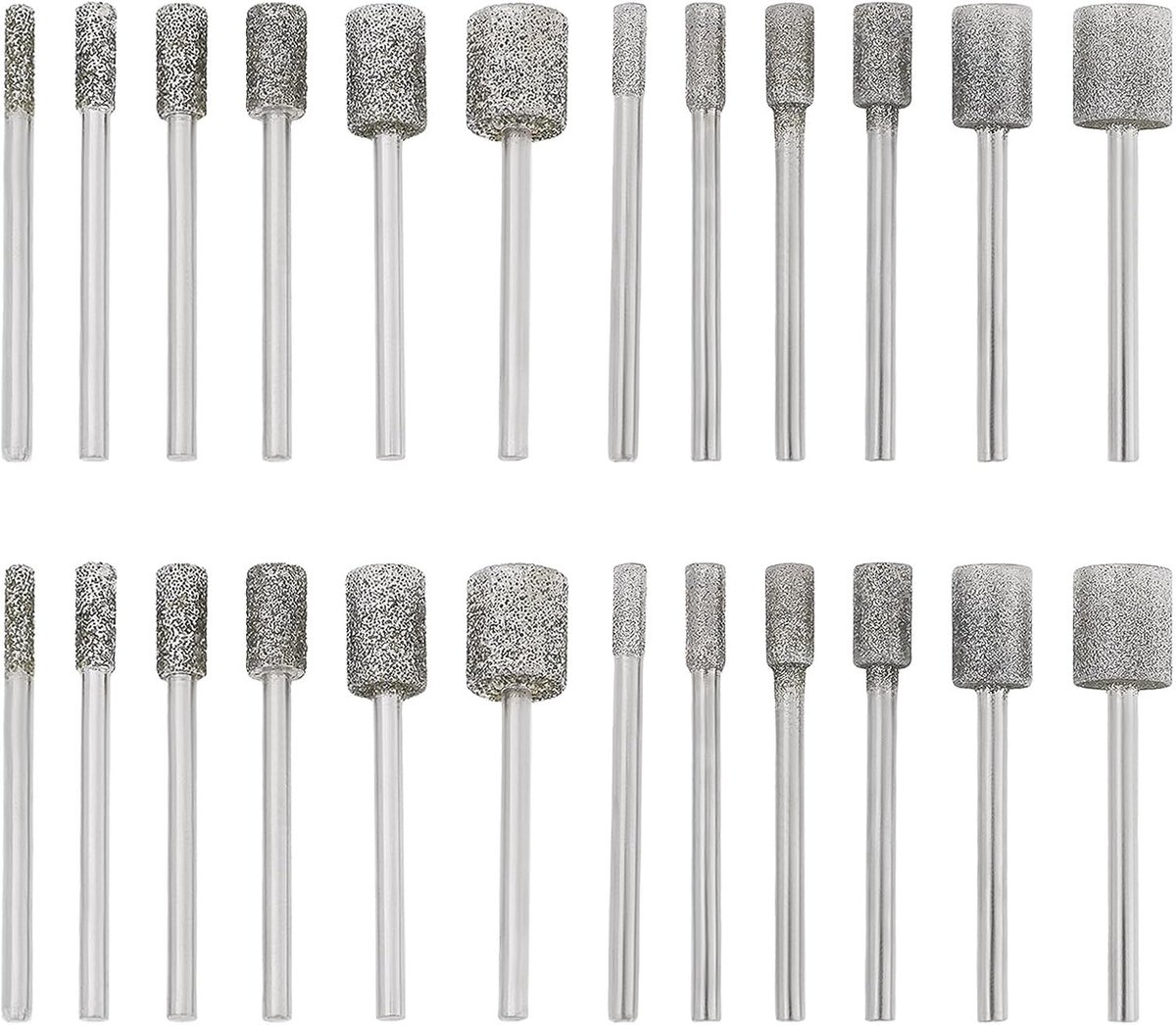 SnelShoppen - 24 Stuks 1/8 Inch Diamant Slijpschijven Voor Dremel - Geschikt Voor Graveren, Polijsten, Slijpen, Boren - Diverse Maten 3mm, 4mm, 5mm, 6