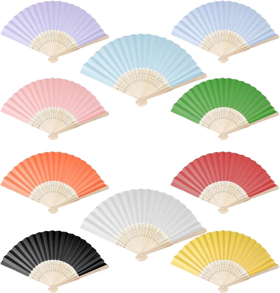 Papieren handfans 10 kleuren - handgemaakt bamboe - kleurrijke decoratie - perfect voor bruiloften - SnelShoppen